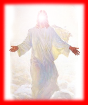 Image of our Savior coming on the clouds with His hands outstretched